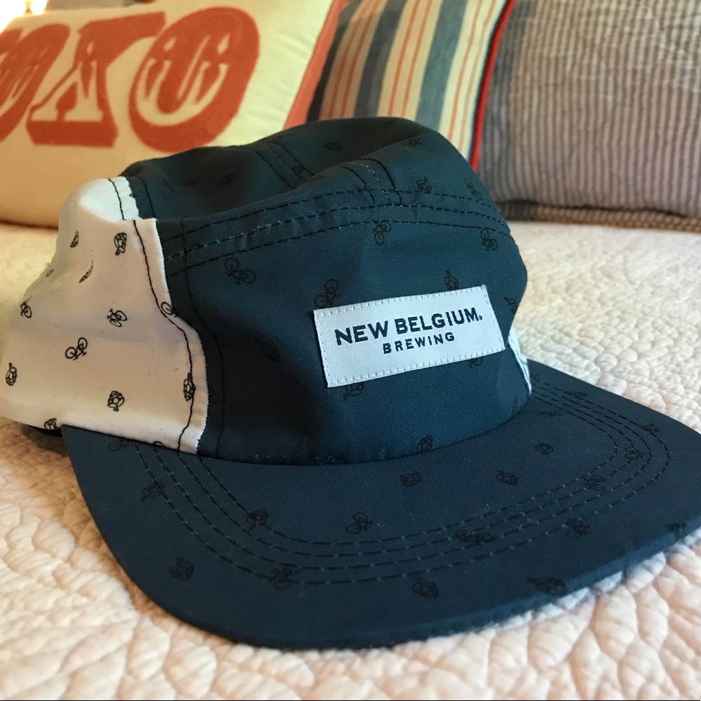 New Belgium 5 panel Hops and Bikes running style cap